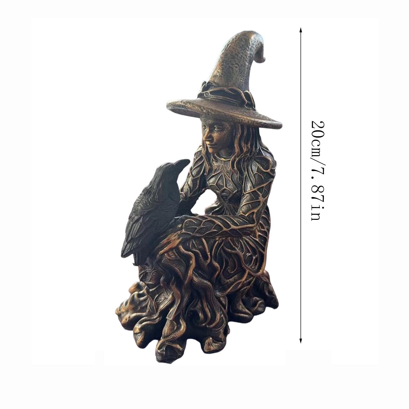 Spooksy™ Halloween Witch Statue, 7.87" Gothic Halloween Resin Figurine Retro Magician Decor Dark Fantasy Ornament Halloween Festival Collectible