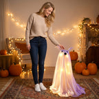 Spooksy™ Halloween Decorations, LED Lighted Ghost Walking Dog Statues, Spooky Halloween Indoor Decor for Home Tabletop Patio Garden Ornament (Ghost*1?? Ghost Dog*2)