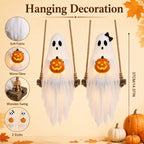 Spooksy™ Halloween Festival Ornament, Hanging Swing Ghost with LED Lights, 3.6FT Spooky Cute Ghost for Outdoor Lawn and Porch