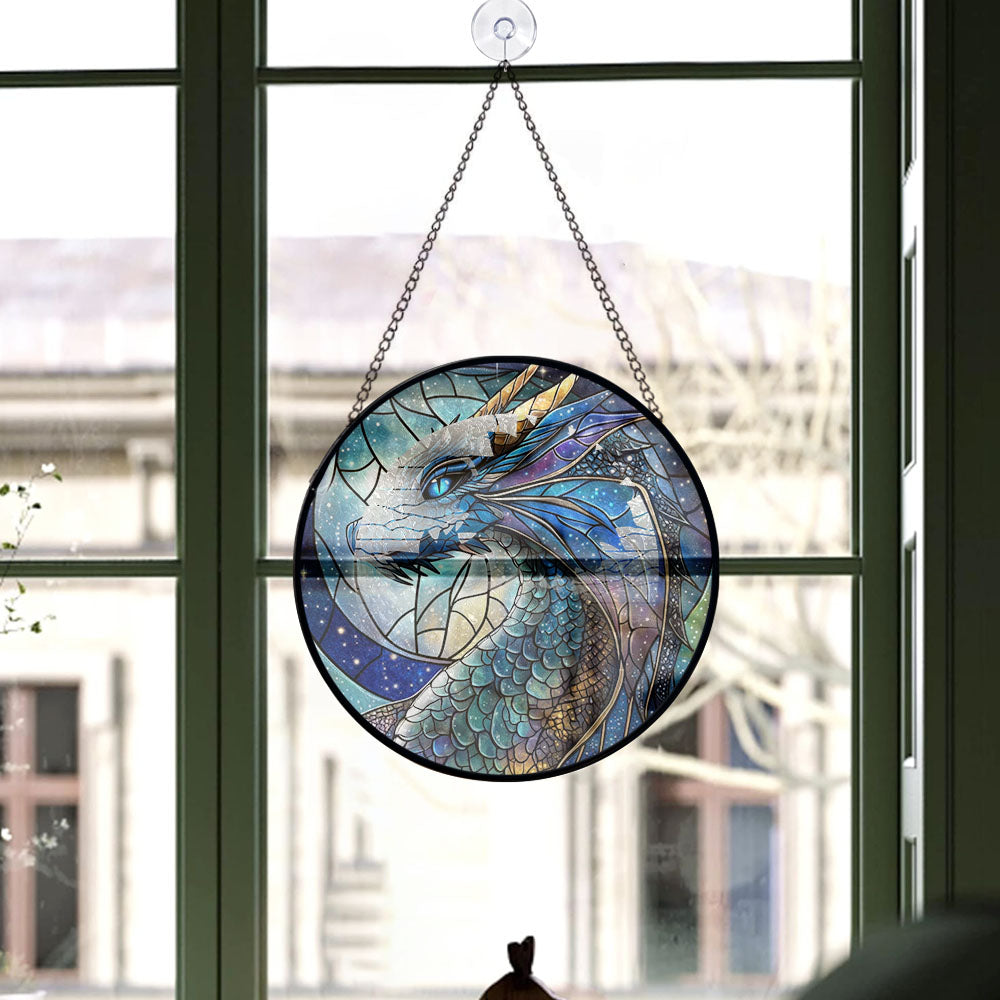 Spooksy™ Luxury Christmas Gift - Celestial Dragon Hanging Halloween Fall Stained Glass Hanging Ornament - Candy Cane Stripe Christmas Tree Decor, Holiday Gift for Mom, Dad, Friends, Family