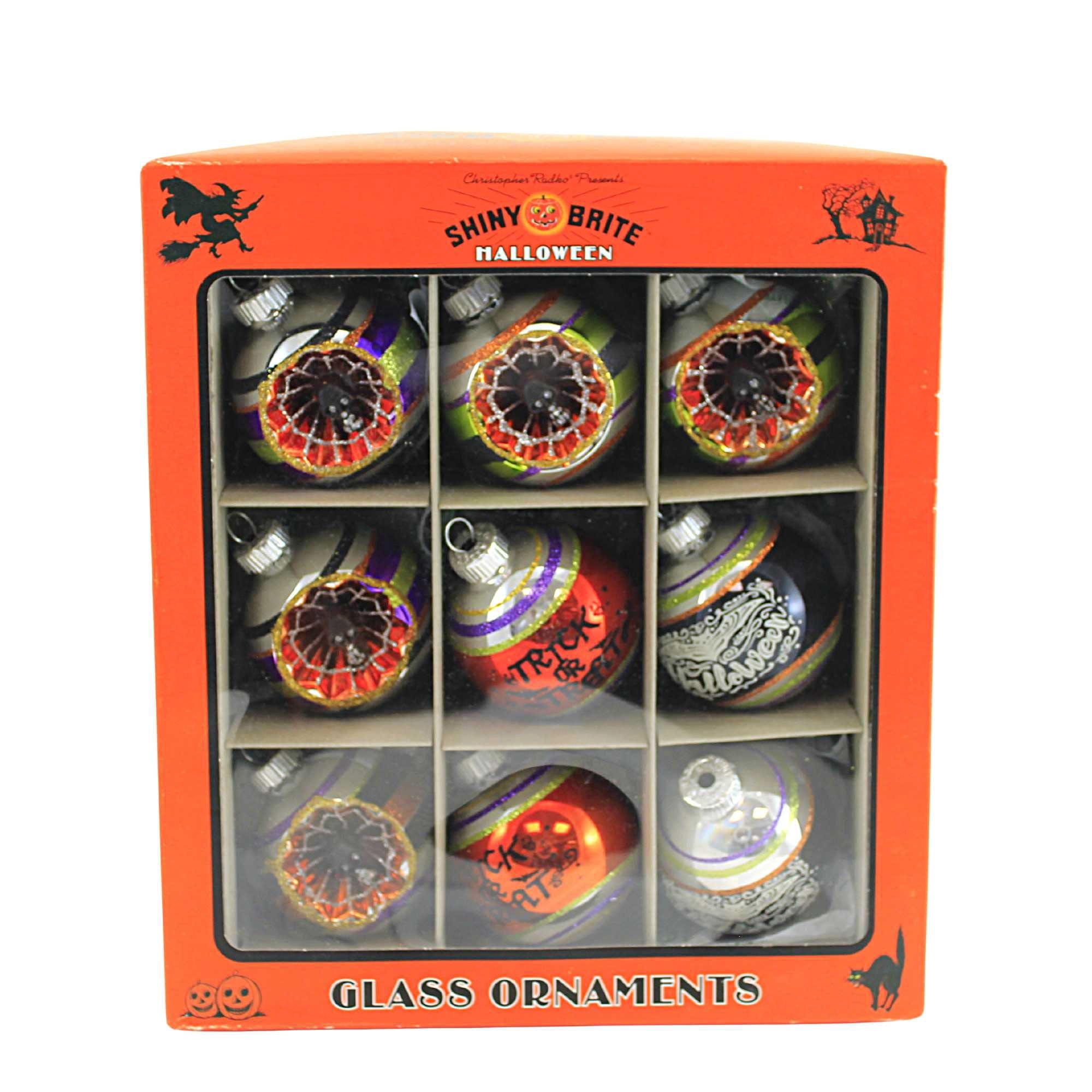 Spooksy™ Shiny Brite 2.50" Rounds & Reflectors Glass Ornament Halloween Skulls 4028051