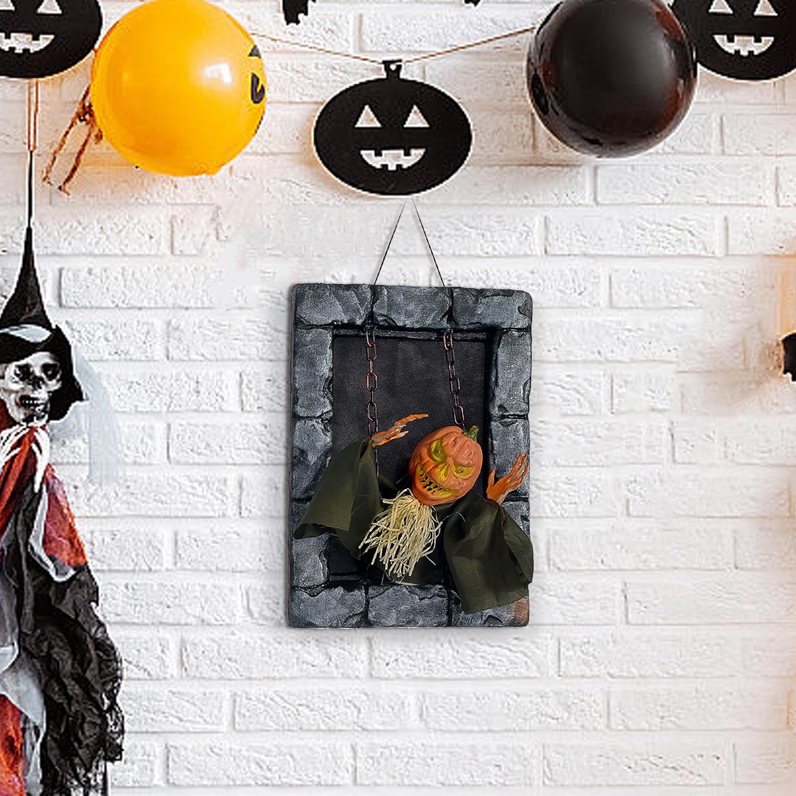 Spooksy™ HOZVOMI Motion-Activated Halloween Tombstone Decoration - Hanging Ornament with Glowing LED & Screaming Sound Effects for Spooky Outdoor Indoor Decor
