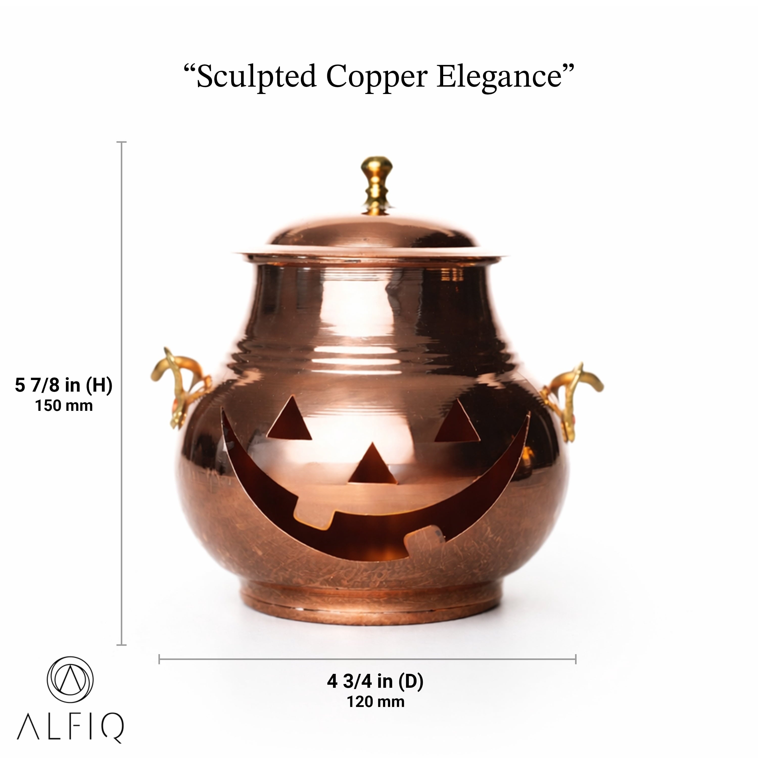 Spooksy™ Handmade Copper Pumpkin Ornament, 4x4 Inch Fall Wall Decor with Hanger for Thanksgiving, Halloween, and Harvest Home Decor Gift