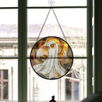 Spooksy™ Eco Friendly Christmas Gift - Halloween Evil Scary Ghosts Spooky Oranges Stained Glass Hanging Ornament - Silver & Gold Christmas Tree Decor, Holiday Gift for Family & Friends, Collectible 2025