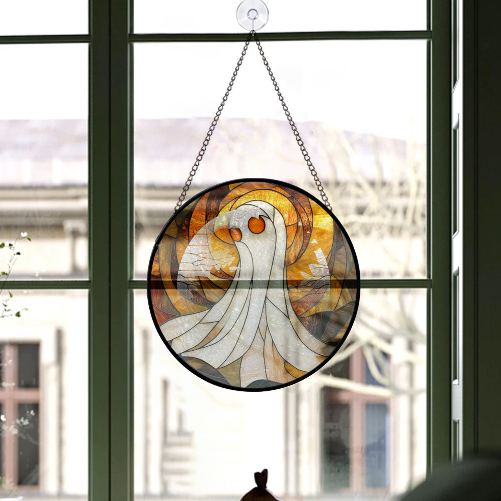 Spooksy™ Eco Friendly Christmas Gift - Halloween Evil Scary Ghosts Spooky Oranges Stained Glass Hanging Ornament - Silver & Gold Christmas Tree Decor, Holiday Gift for Family & Friends, Collectible 2025