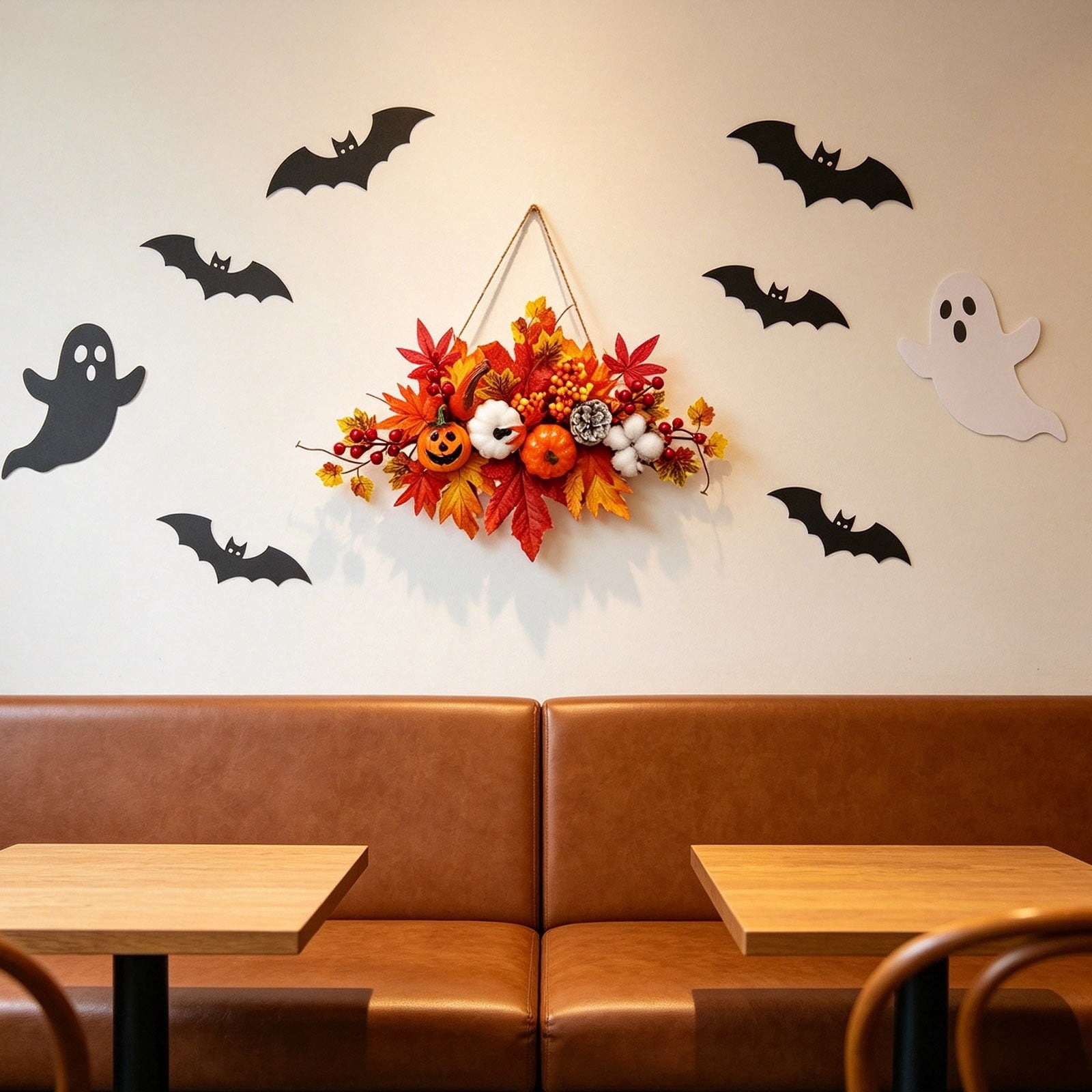 Spooksy™ Gaecuw Halloween Maple Leaf Pumpkin Wall Hanging Ornament Fall Festival Decor for Front Door Party Indoor Supplies