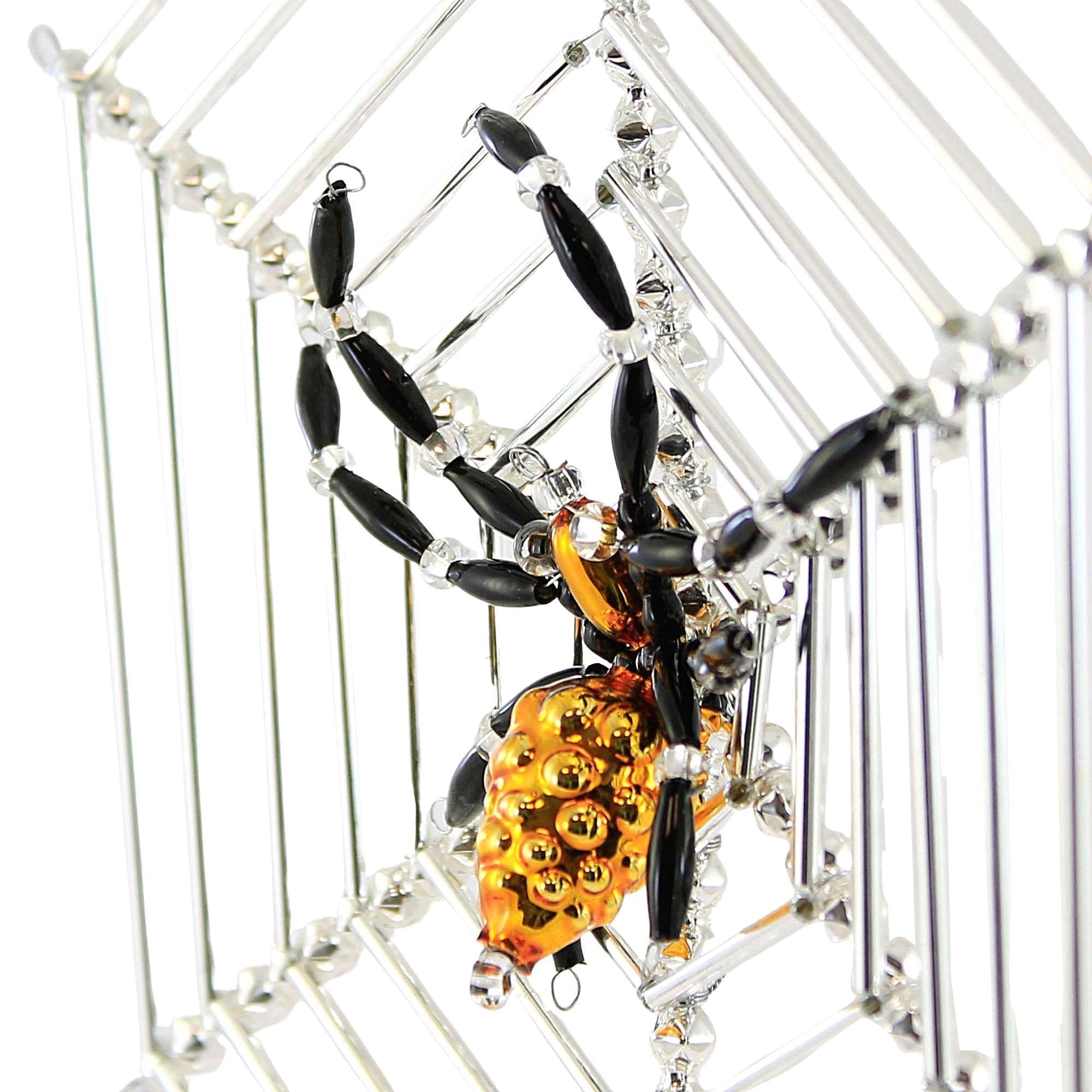 Spooksy™ Santa Land 8.00In Halloween Spider Web, Glass, Ornament Beaded Czech Luck 21R1000