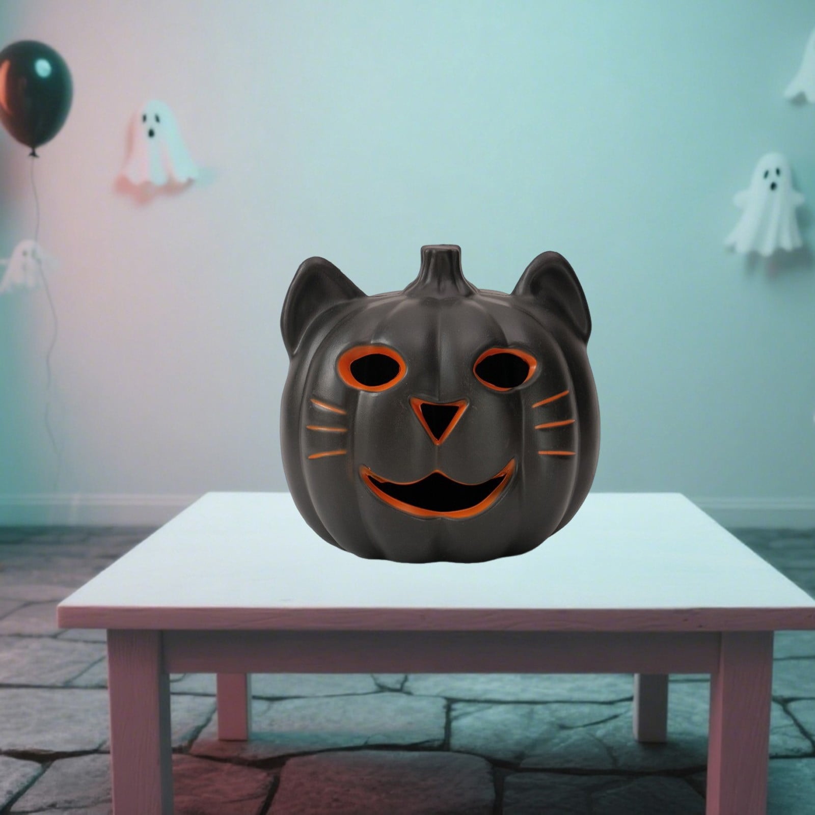 Spooksy™ Halloween Lights Led Luminous Cat Pumpkin Ornament Orange Spooky Halloween Decorations Haunted House Layout Ornament Fall Decorations for Home
