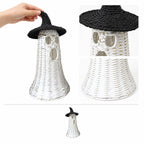 Spooksy™ White Ghost with Witch Hat, Ghost Ornaments Holiday Home Decor Halloween Tabletop Cute Ghost Figurines for Party Mantel Shelf Display Festive Celebrations