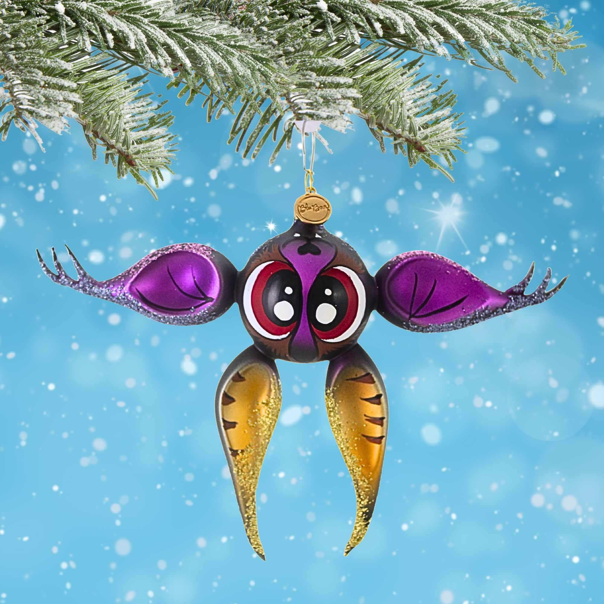 Spooksy™ Blubom 4.25In Midnight Amethyst Bat, Glass, Ornament Halloween 2022120H