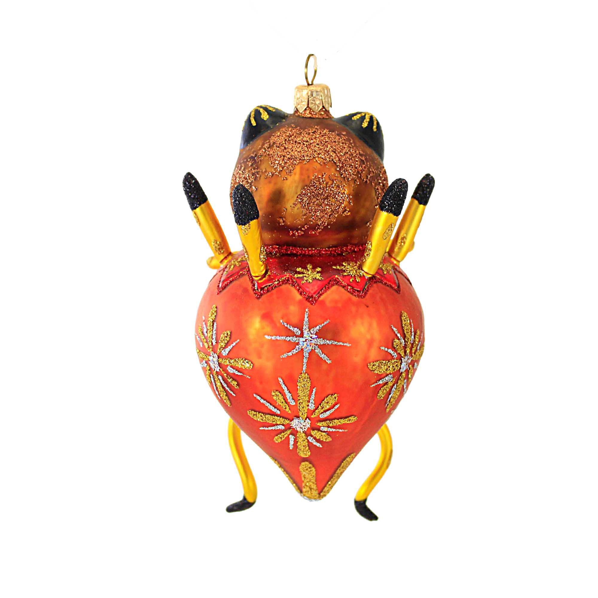 Spooksy™ Larry Fraga Designs Orange Bug - 1 Ornament 7 Inch, Glass - Halloween Ornament Bug Bear