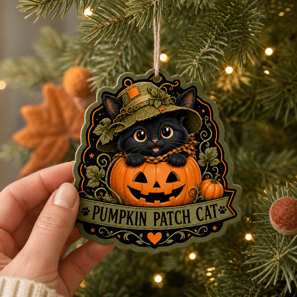 Spooksy™ Pumpkin Patch Cat Acrylic Halloween Hanging Ornament