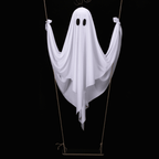 Spooksy™ LED Light Up White Cloth Ghost Swing Tree Hanging Decor, Spooky Flying Ghost On Wooden Swing Outdoor Yard Porch Ornament, Halloween Haunted House Party Tree Hanging Seasonal Atmosphere Decor Gift