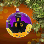 Spooksy™ Laved Italian Ornaments 3.50In Haunted House Ball, Glass, Pumpkins Halloween Moon 936327
