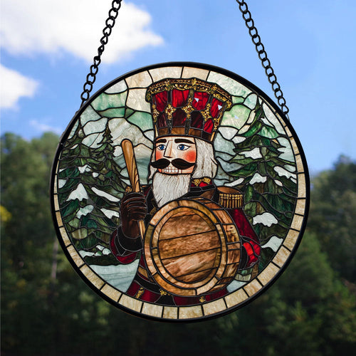 Spooksy™ Bedroom Christmas Gift - Christmas Wooden Nutcracker Halloween Stained Glass Hanging Ornament - Snow-Dusted Pines Christmas Tree Decor, Gift for Family & Friends, Keepsake 2025