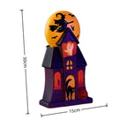 Spooksy™ Light Up Halloween House Tabletop Decor, LED Spooky Resin House with Witch Ghost Pumpkin Scene, Glowing Decoration for Mantel Shelf Party