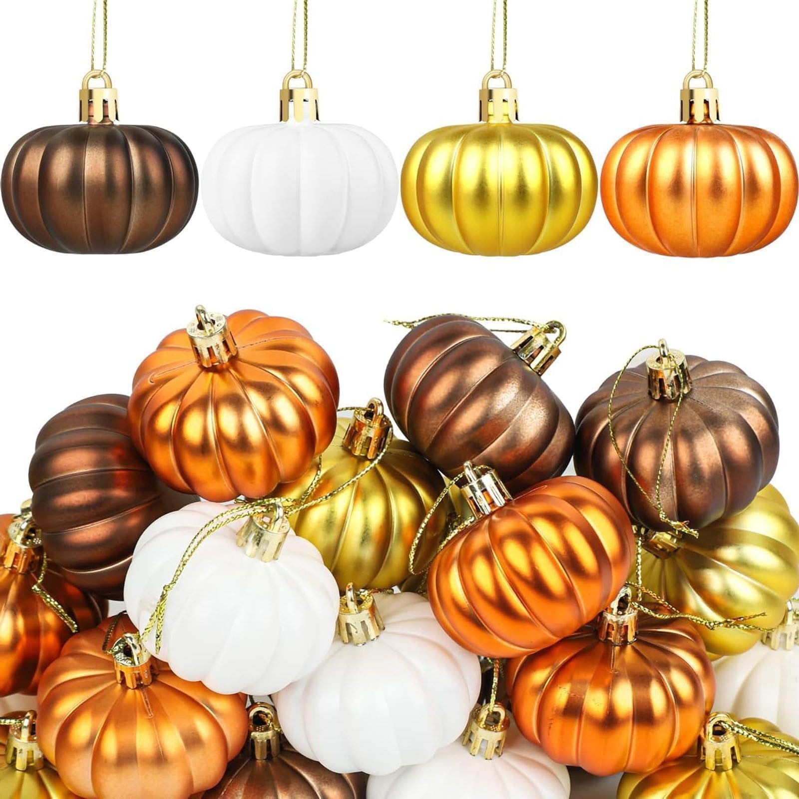 Spooksy™ Halloween Decorations Outdoor Hanging Pumpkin Pendant Ornaments 24Pc Set Halloween Decor Indoor Fall Decorations for Home Tree Hanging Colored Ball Decor
