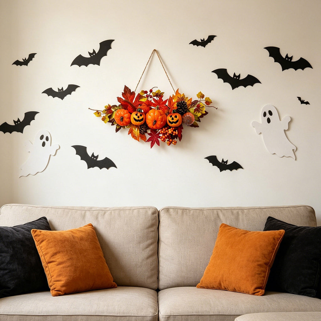 Spooksy™ Gaecuw Halloween Pumpkin Maple Leaf Hanging Ornament Fall Festival Wall Decor for Front Door Party Indoor Supplies