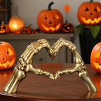 Spooksy™ Halloween Resin Abstract Skeleton Statue Love Ornaments Heart Shape Finger Gesture Figurines Halloween Home Desktop Decoration for Shelf Display Coffee Table Centerpiece Wedding Decor