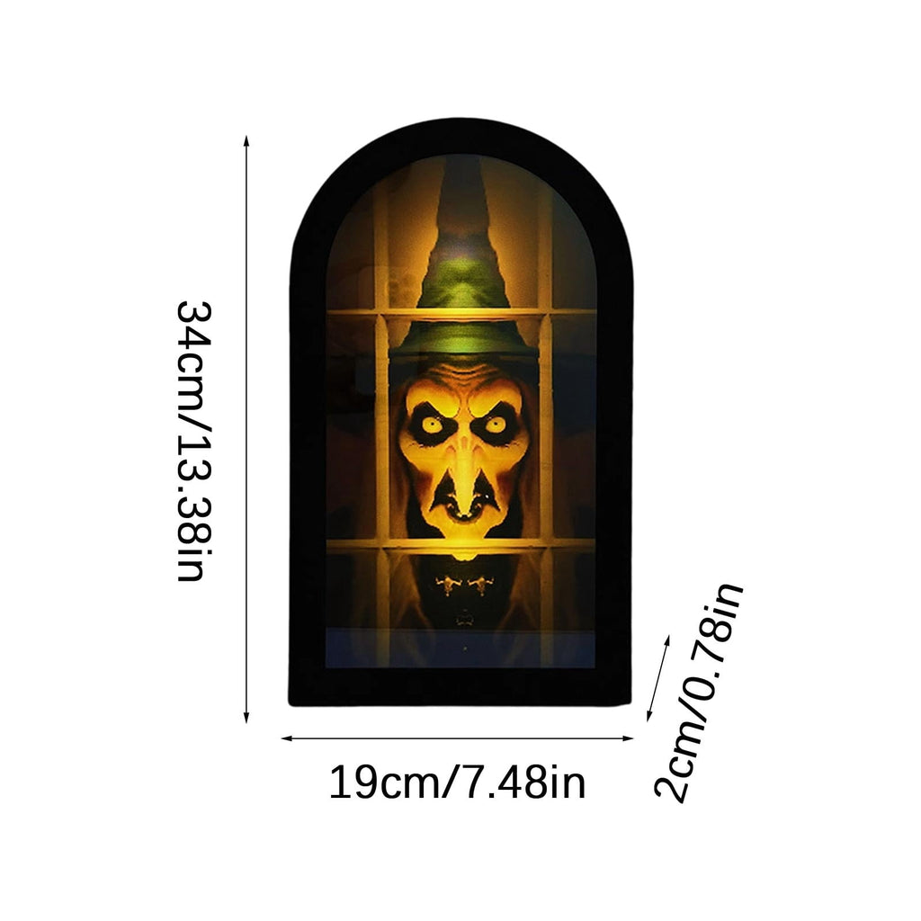 Spooksy™ Holographic Halloween Witch Mirror Decorative Metal Ornament for Holiday Ambience and Unique Festival Display