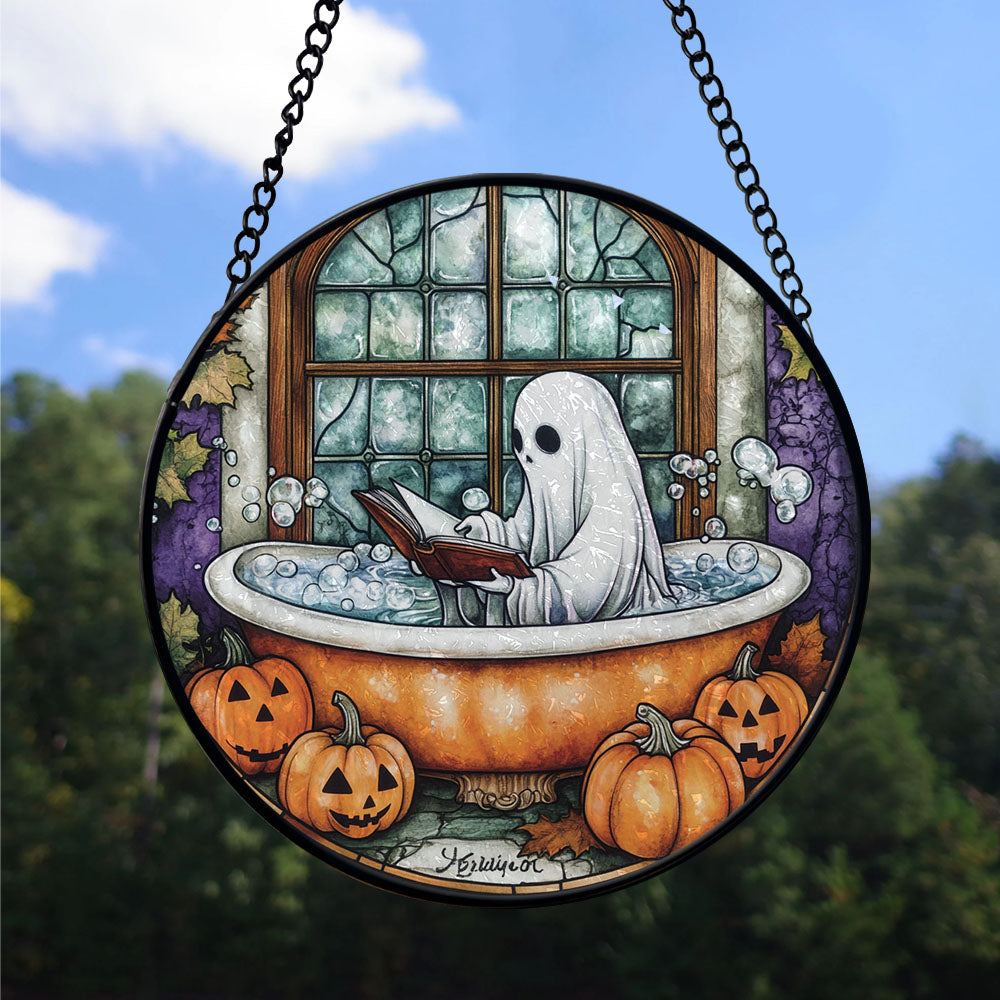 Spooksy™ Keepsake Christmas Gift - Cute Ghost Plant Cute Halloween Ghost Fall Hosting Christmas Stained Glass Hanging Ornament - Heirloom Holiday Tree Decor, Ideal Gift for Mom, Dad, Friends, Family 2025