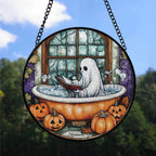 Spooksy™ Keepsake Christmas Gift - Cute Ghost Plant Cute Halloween Ghost Fall Hosting Christmas Stained Glass Hanging Ornament - Heirloom Holiday Tree Decor, Ideal Gift for Mom, Dad, Friends, Family 2025
