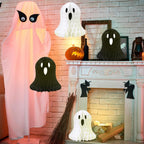Spooksy™ 10 PCS Halloween Ornaments Hanging Cute White Black Ghost Honeycomb Decoration Halloween Tree Decorations Paper Ghost Table Decor for Home Office Classroom Holiday Party Supplies