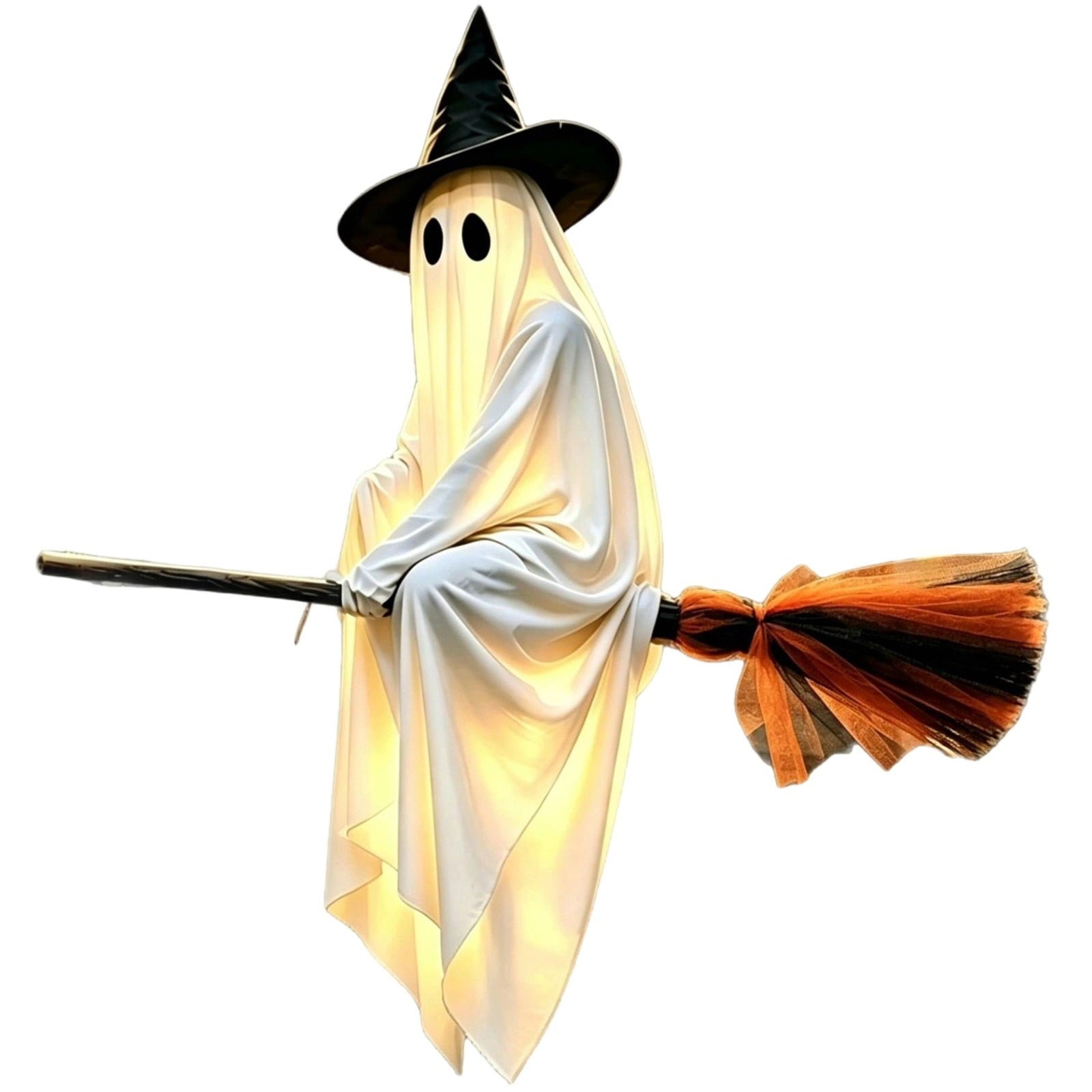Spooksy™ Halloween Glowing Ornament with Lighted Witch Hat - Flying Hanging Decor for Home Porch Yard, Holiday Scene Prop for Halloween Celebration