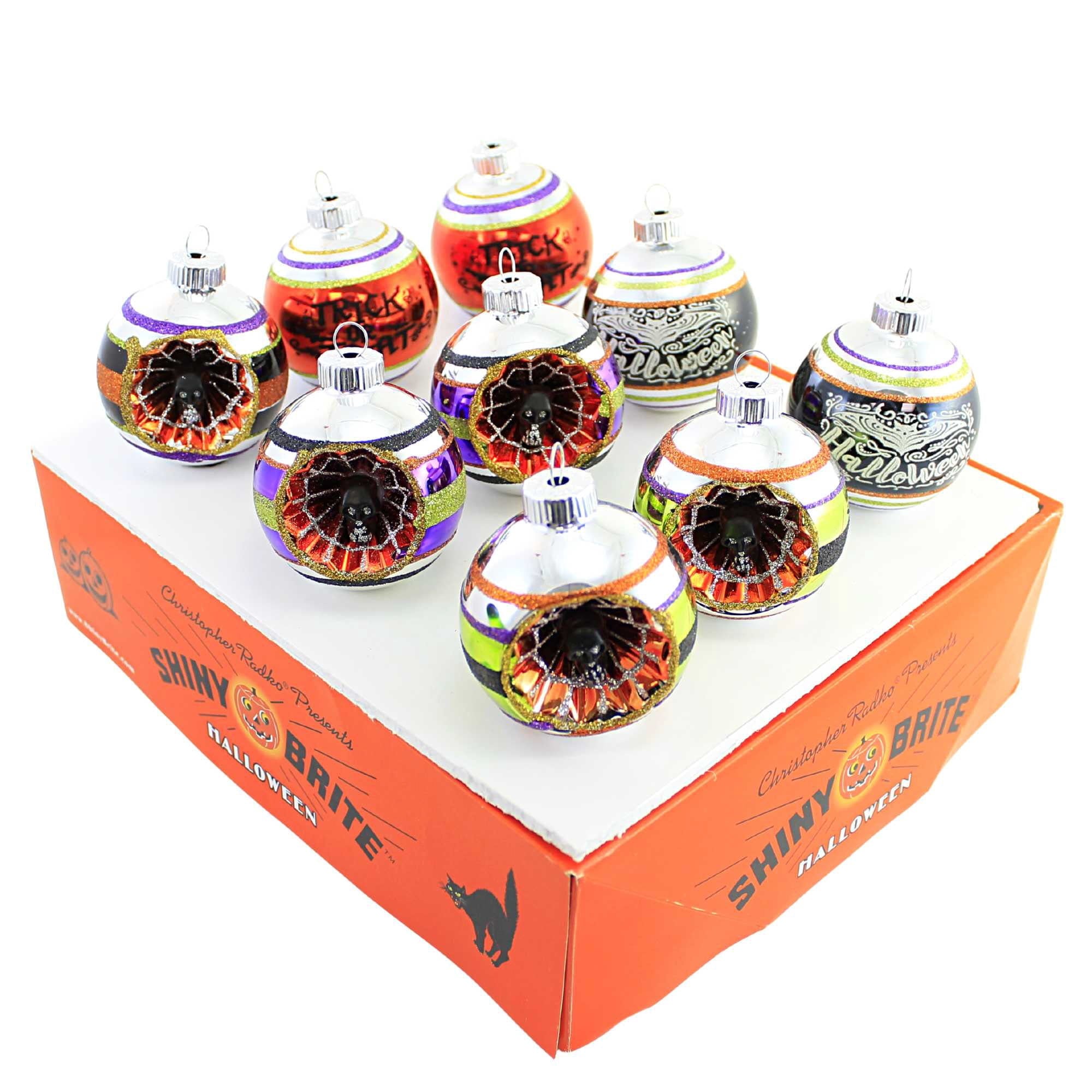 Spooksy™ Shiny Brite 2.50" Rounds & Reflectors Glass Ornament Halloween Skulls 4028051