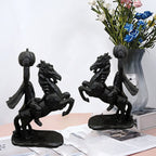 Spooksy™ Desktop Ornament Headless Horseman Resin Statue for Halloween Home Display, 22x12x9 cm, Black
