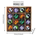 Spooksy™ The Face of Spooky Horror 16 Piece Ornament Shatterproof Bundle Set, Halloween Pumpkin, Zombie, and Goblin