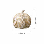 Spooksy™ Faux Rattan Pumpkin Decor, Beige Woven Halloween Ornaments for Fall Home Boho Farmhouse Table Centerpiece Mantel Shelf Porch Autumn Decoration Resin