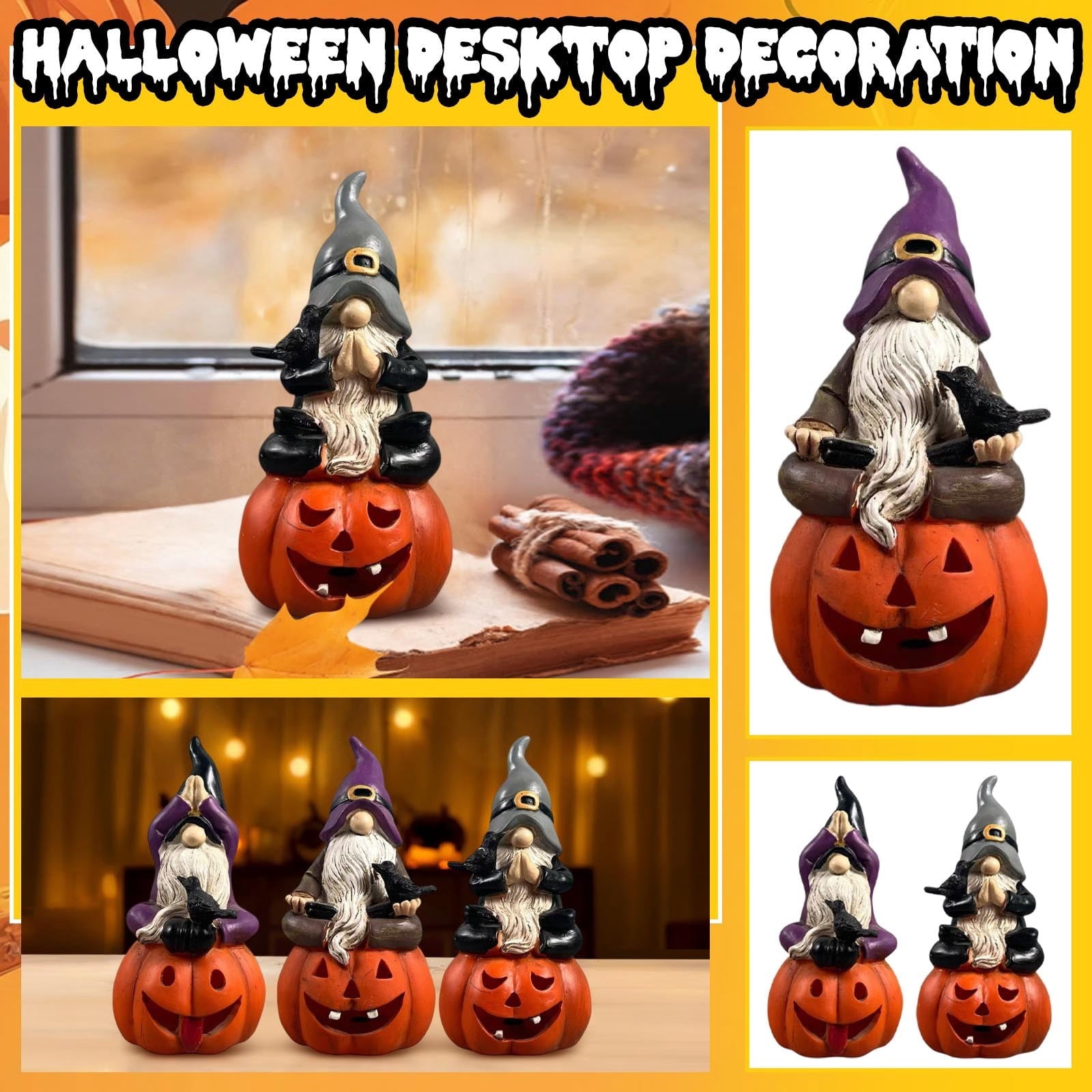 Spooksy™ Halloween Spooky Ghostface Dwarf Ornaments â?? Quirky Faces with Eerie Shadows, Halloween Decorations for Dining Tables, Party Setups & Indoor Halloween Displays â?? perfect for Halloween Parties