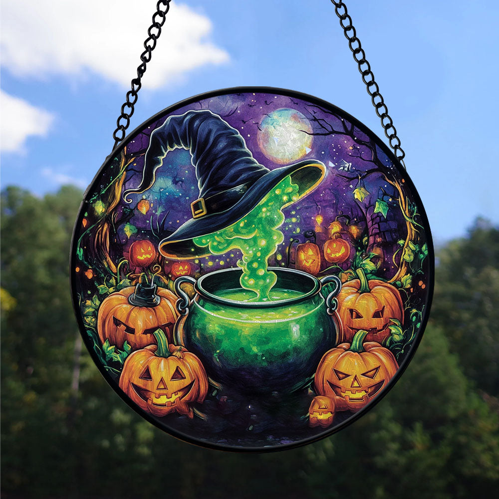 Spooksy™ Christmas Gift Idea - Halloween Pumpkin Gothic Halloween Spooky Stained Glass Hanging Ornament - Classic Christmas Tree Decoration, Holiday Gift for Dad, Mom, Friends, Family