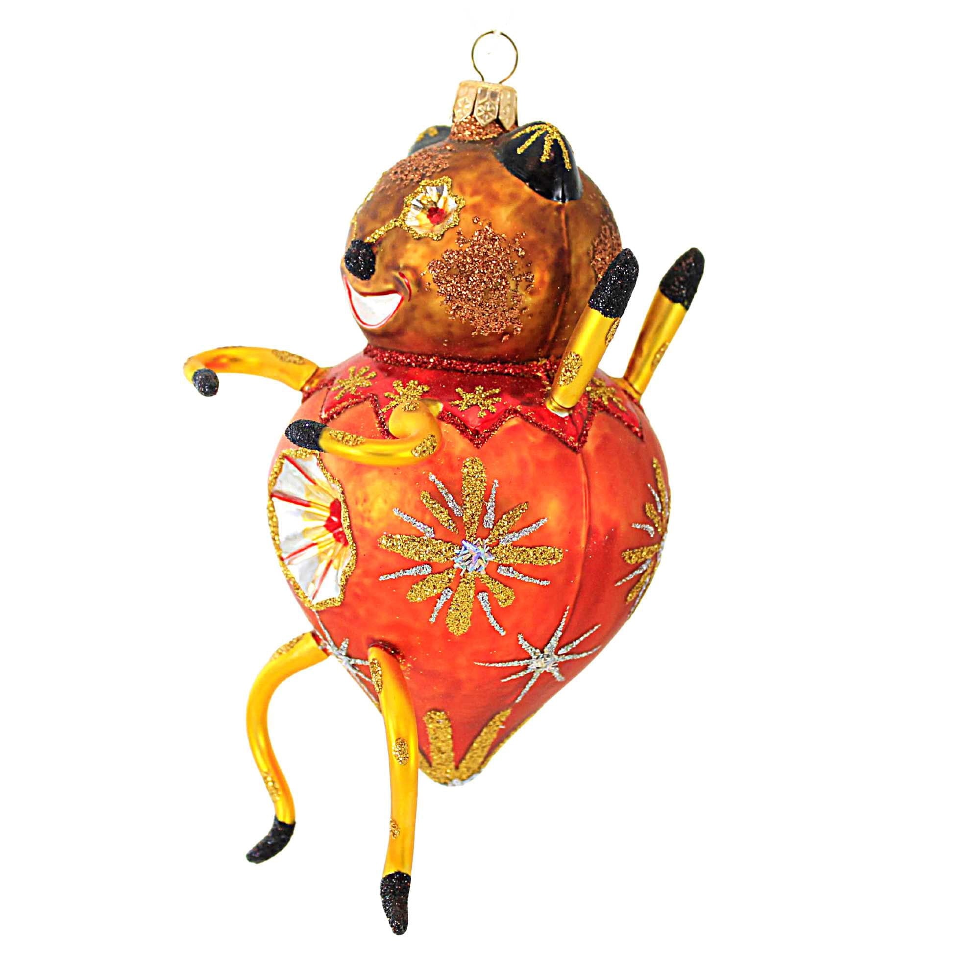 Spooksy™ Larry Fraga Designs Orange Bug - 1 Ornament 7 Inch, Glass - Halloween Ornament Bug Bear