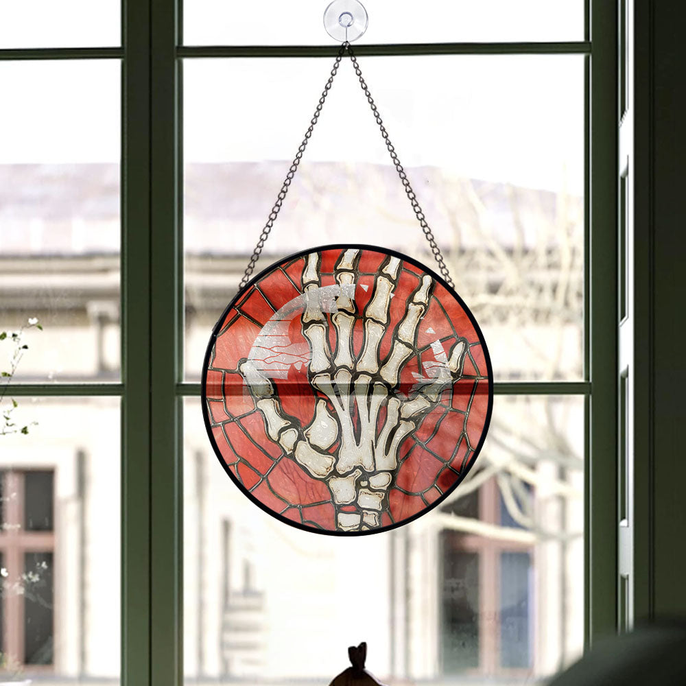 Spooksy™ Kids Christmas Gift - Halloween Skeletons Stained Glass Hanging Ornament - Merry & Bright Xmas Tree Decor, Holiday Gift for Family & Friends