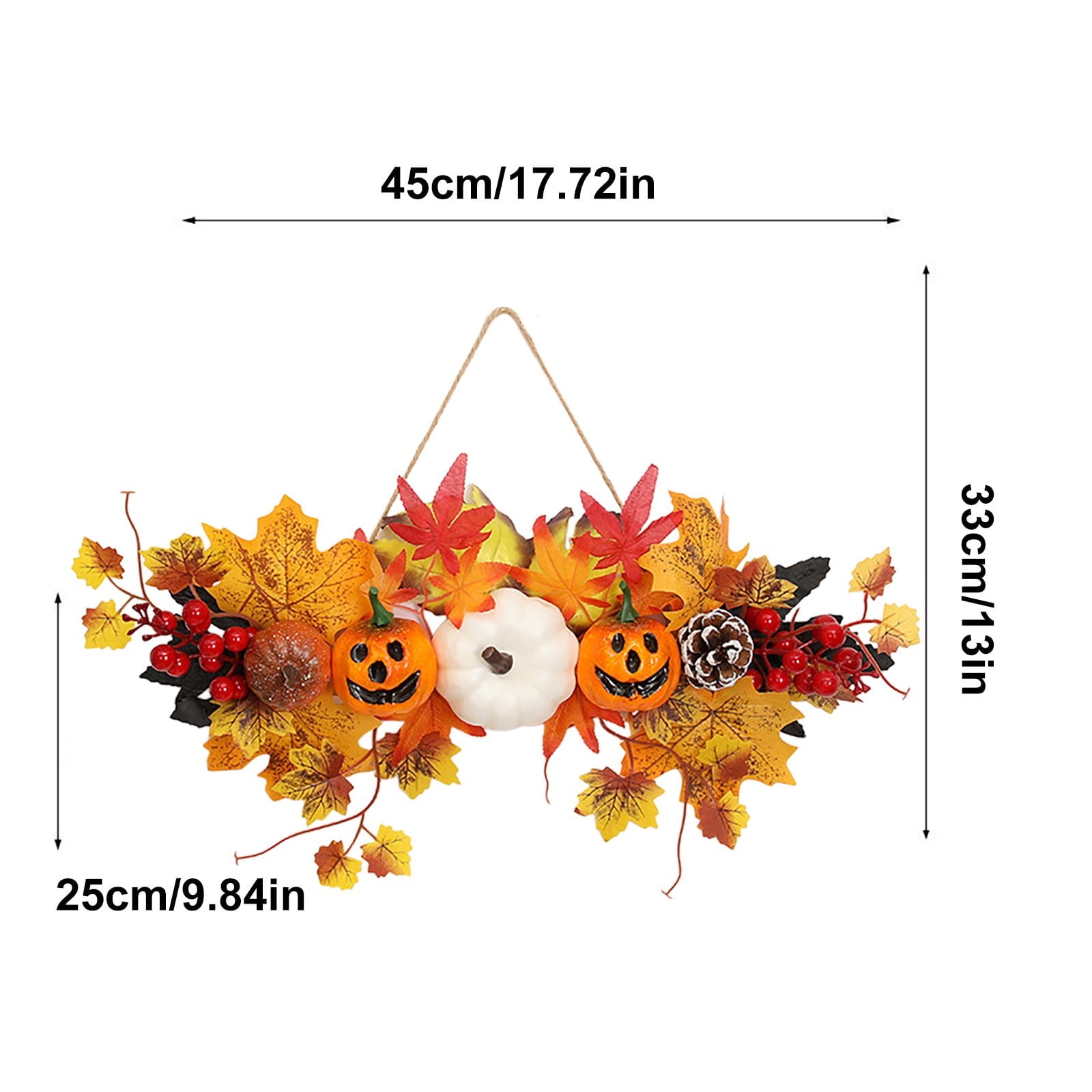 Spooksy™ Gaecuw Halloween Pumpkin Maple Leaf Hanging Decor Fall Festival Wall Ornament for Front Door Party Indoor Supplies