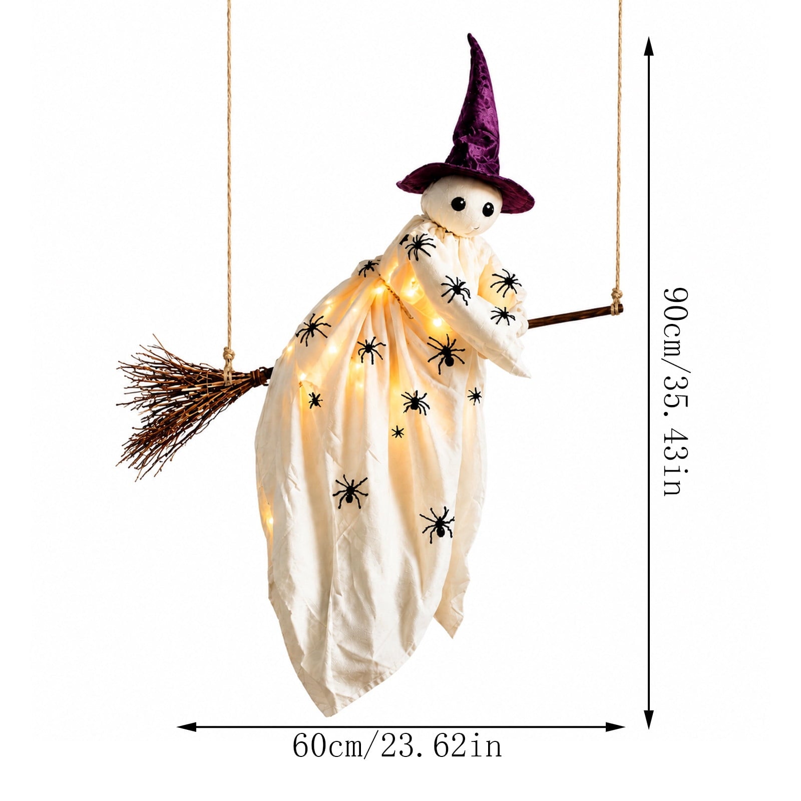 Spooksy™ Halloween Flying Ghost Decorations, Large Hanging Ghost Ornament with Weather Resistant Design and Swinging Effect, Spooky Outdoor Yard Decor for Porch Tree Garden Party House Decoration-A