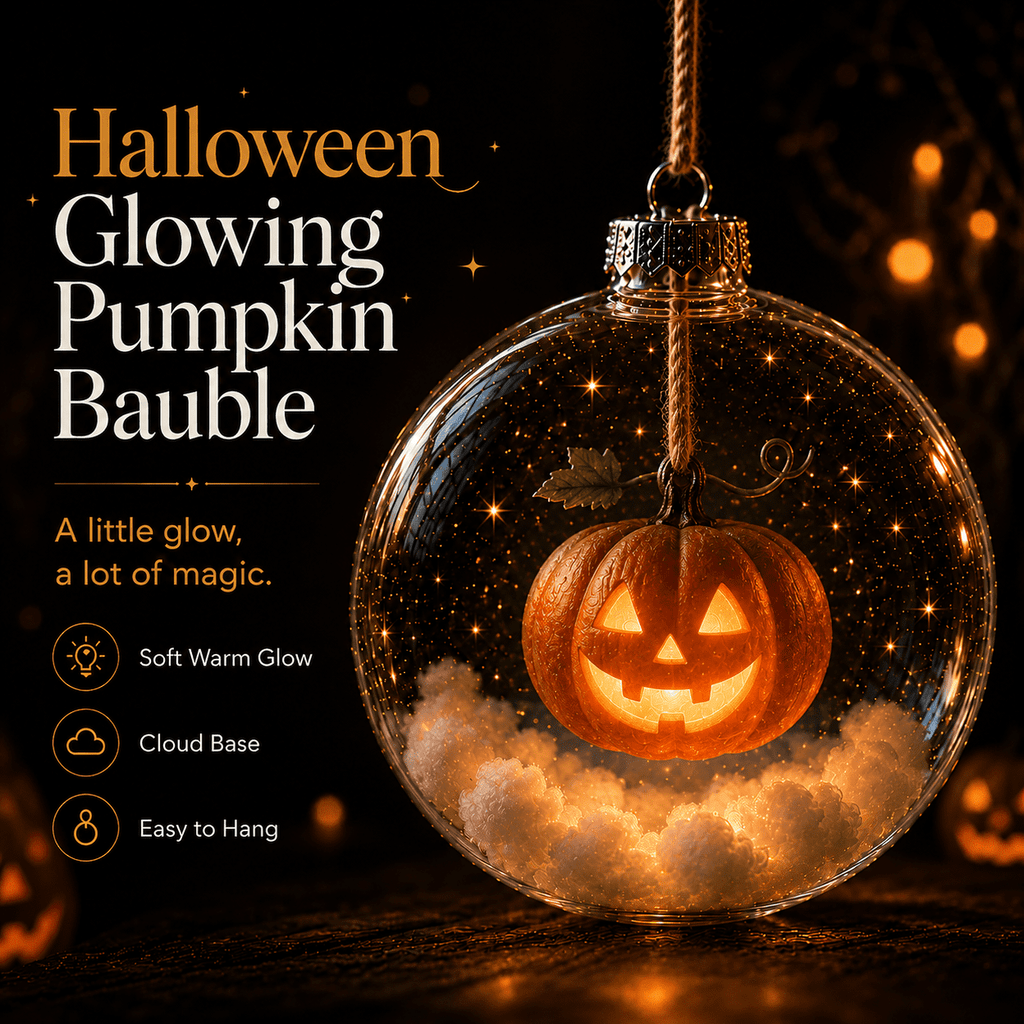 Spooksy™ Halloween Decorations Tree Ornaments Collection-Glowing Halloween Ornament Collection â?? Cat, Witch, Pumpkin & Ghost Baubles