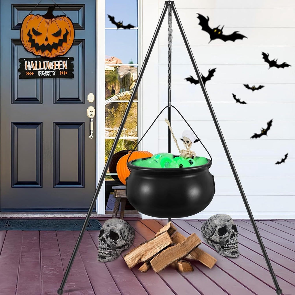 Spooksy™ YIKA Halloween Decoration Tripod Witch Pot Lamp Decorative Strip With Skeleton Man Halloween Ornaments