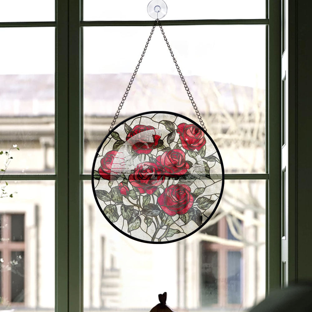 Spooksy™ Christmas Gift Box - Valentine Rose Halloween Christmas Stained Glass Hanging Ornament - Holly & Pine Holiday Tree Decoration, Gift for Friends, Family, Mom & Dad