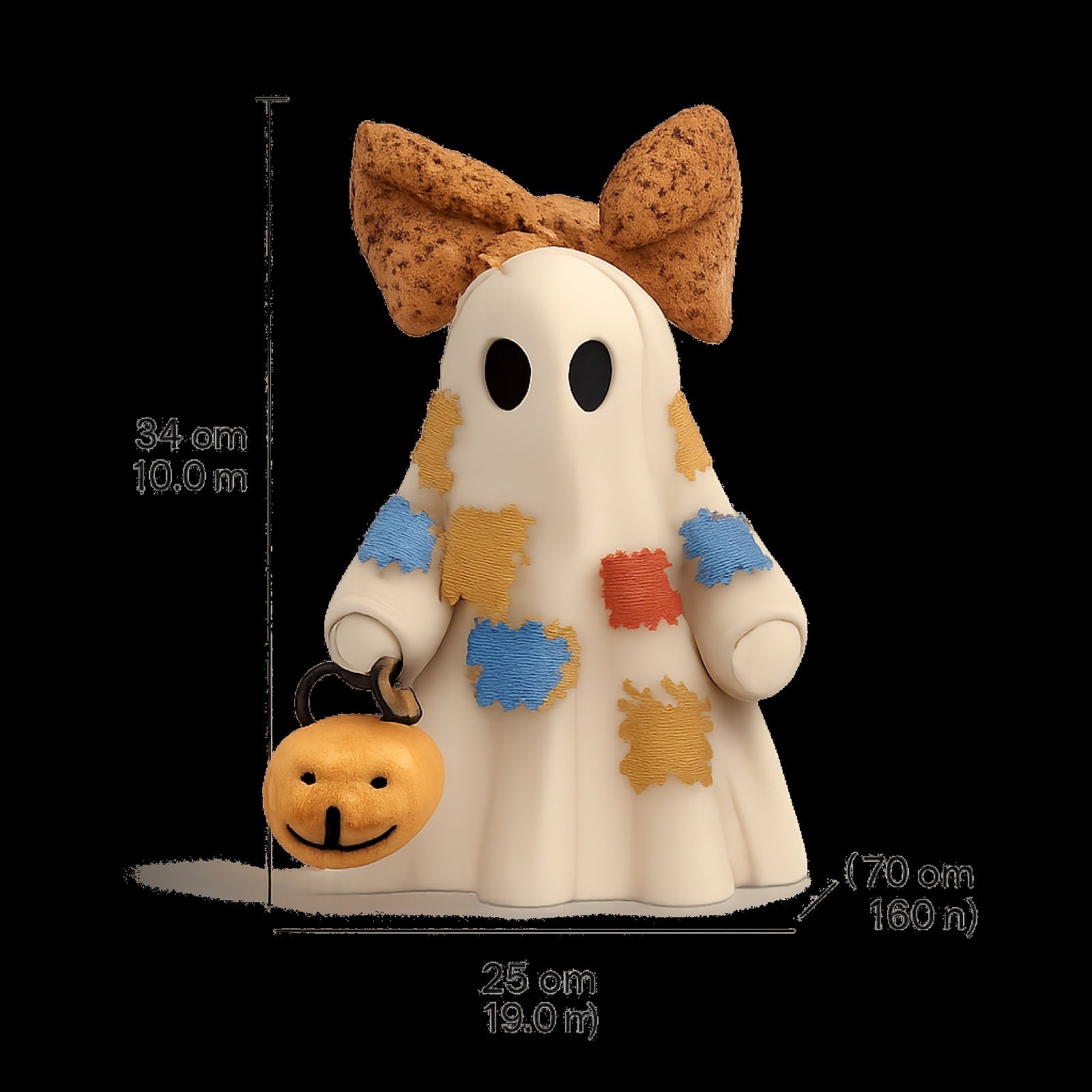 Spooksy™ GIPQJK Summerween Cute Ghost Resin Figure with Bow Tie Holding Pumpkin Statue, Creative Halloween Desktop Shelf Home Decor Ornament A