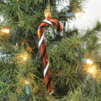Spooksy™ 5.75In Orange White Black Candy Cane, Glass, Ornament Halloween Stripe 14755
