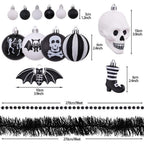 Spooksy™ Halloween Skeleton Black and White Ornament Set