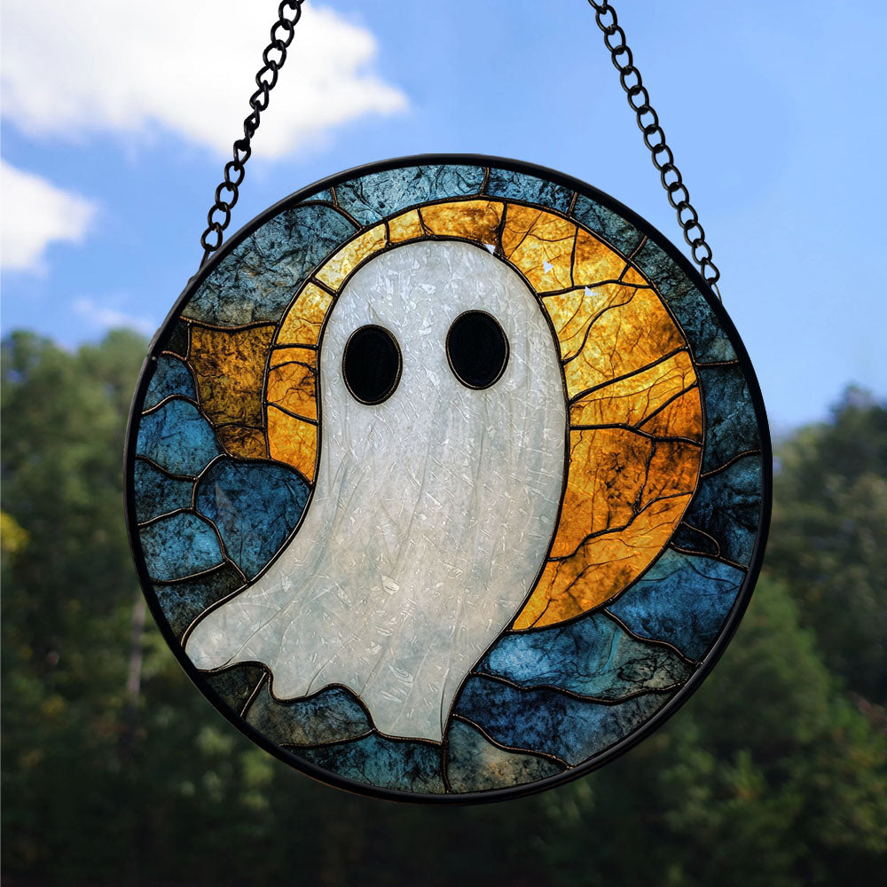 Spooksy™ Premium Christmas Gift - Halloween Scary Ghost Spookys Holiday Stained Glass Hanging Ornament - Festive Christmas Tree Decor, Seasonal Gift for Mom, Dad, Friends, Family