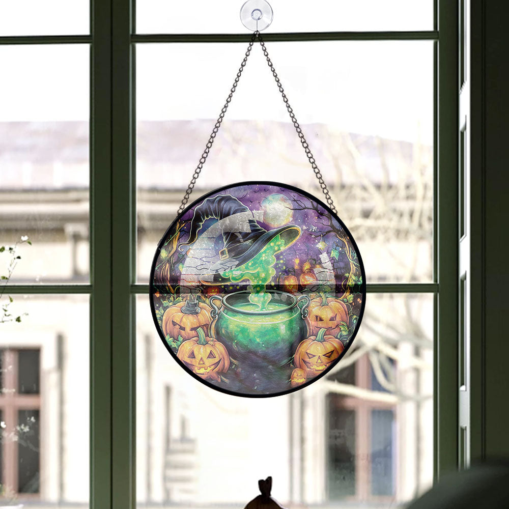 Spooksy™ Christmas Gift Idea - Halloween Pumpkin Gothic Halloween Spooky Stained Glass Hanging Ornament - Classic Christmas Tree Decoration, Holiday Gift for Dad, Mom, Friends, Family