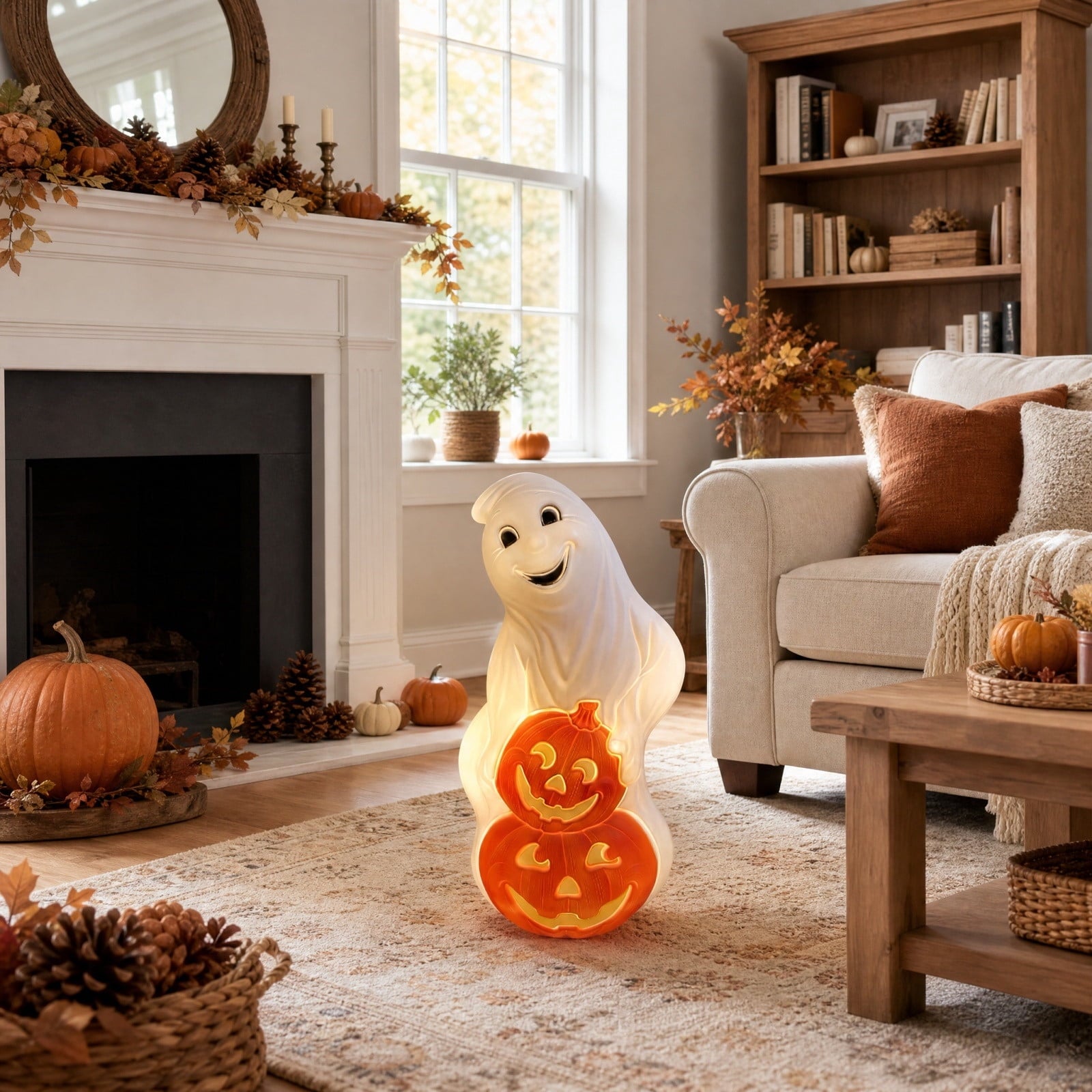 Spooksy™ Winter Poetry Upgrade Hanging Ghost Resin Figurine, Spooky Halloween Indoor Outdoor Decor, Reusable Floating Ghost Ornament for Porch Ceiling Shelf