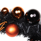 Spooksy™ Northlight Spiders and Ornaments Small Tinsel Halloween Wreath - 18" - Orange and Black - Unlit