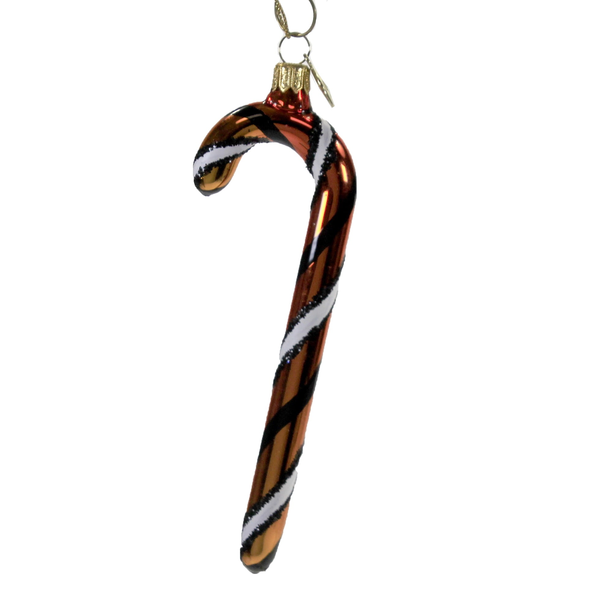 Spooksy™ 5.75In Orange White Black Candy Cane, Glass, Ornament Halloween Stripe 14755