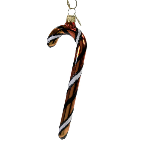 Spooksy™ 5.75In Orange White Black Candy Cane, Glass, Ornament Halloween Stripe 14755